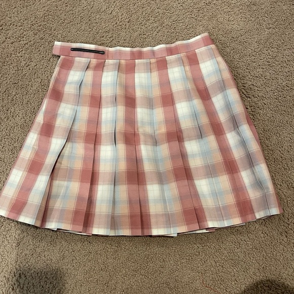 FRUIT SUGAR (Junior) Pleated Checkered Plaid Pink Mini Skirt - Picture 2 of 7